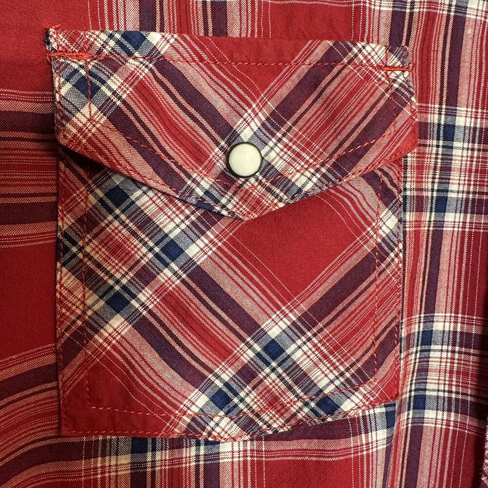 Roebuck & Co Vintage Western-style Cowboy Red, W, & B with Pearl Snaps Large - Picture 5 of 14